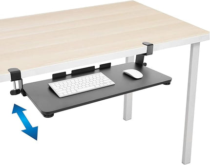 Mount-It! Clamp Keyboard Tray, Under Desk Slide-Out Clamp-On Keyboard and Mouse Drawer, 26.4" W x 11.8" D Ergonomic Retractable Platform for Typing, No-Drill Installation, Black
