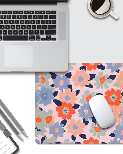 Field of Flowers Pastel Floral Square Mouse pad, Texture, Waterproof, Anti Slip Rubber Base, Computer Mouse pad, Laptop Mouse pad