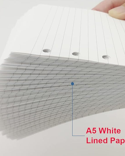 (3 Pack) A5 Lined Paper Refill, 300 Sheets/600 Pages Refill Paper for Large Leather Journal/Filofax Binders, 6 Holes Punched, 100gsm Ruled White Filler Paper, 5.8'' x 8.2''