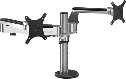 VERSADESK OmniView Dual Monitor Stand - Height Adjustable Arms for 24"-27" Screens - Desk Mount with 360° Rotation - VESA Compatible - Each Arm Supports up to 15lbs | Black