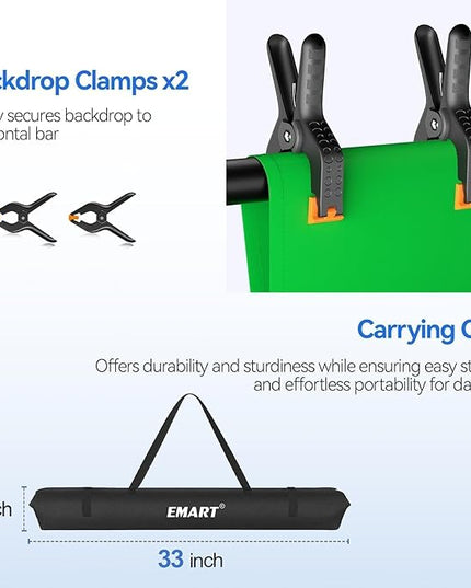 EMART 8.5 x 10ft Green Screen Backdrop Kit with Tripod Stand, Photography Background Support System with 10 x12ft 100% Cotton Muslin Chromakey Backdrop for Photo Studio, Video Shooting, Live Streaming
