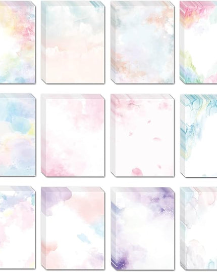 DUGUTUL Watercolor Stationary Paper, 100 gsm Printer Paper 8.5 x 11, 12 designs, Double-Sided, Colored Paper for Writing Letters and Invitations, Writing Paper for Business or Personal Use (48)