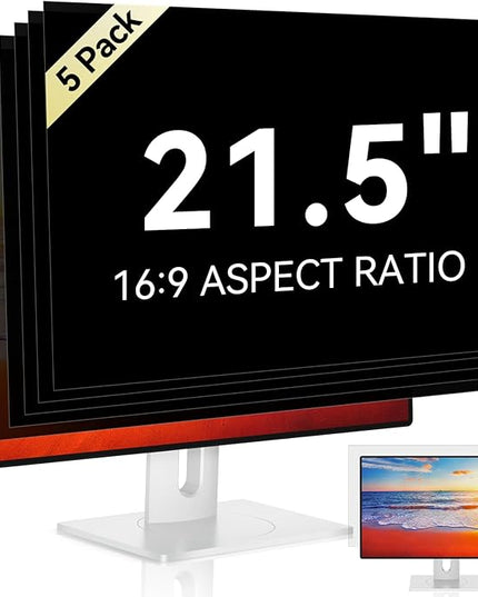 [5-Pack] 21.5 Inch Computer Privacy Screen for 16:9 Widescreen Monitor, Anti Glare Anti-UV Eye Protection Desktop PC LED Monitor Filter, Removable Anti-Scratch Screen Film 21in