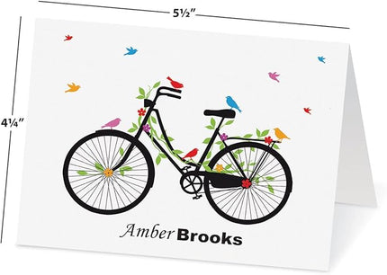 New Spin Bike Personalized Note Cards - 24 Cards with White Envelopes, 4¼ x 5½ Inch Size, Blank Stationery, Add Names or Text, For Thank You Notes, Invitations, & Announcements