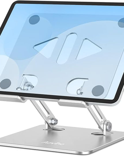 Tablet Stand Holder for Desk, Adjustable Desktop Tablet Holder, Foldable Aluminum Tablet Mount for iPad pro 11, iPad Air Mini, Samsung Galaxy Tabs Z Fold Kindle Fire 4-12 inch, Silver