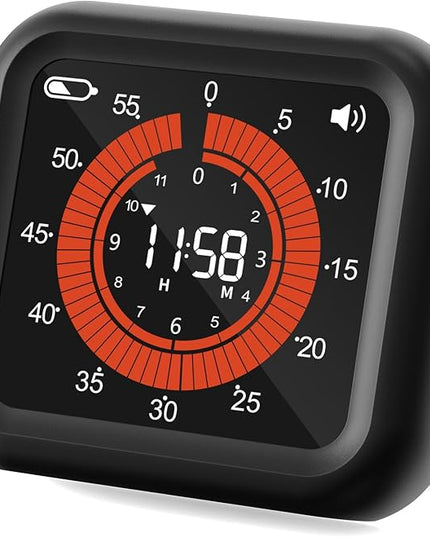 Digital Visual Timer - Large Display Magnetic Countdown Timer with Adjustable Volume and Brightness, 11H59M Memory Function for Kitchen, Classroom, Study Time Management, Seniors & Teachers