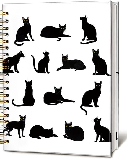 Cat Notebook, Cat Journal - Cat Gift Journal, Black Cat Spiral Notebook, Black Cat Gifts, Cat Notepad, Cat Stationary, College Ruled Spiral Notebook 80 Sheets -160 Pages 5.5x8.3 Inch