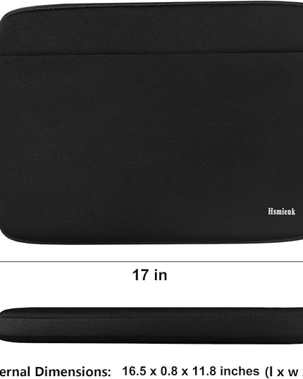 Laptop Case 17 Inch, Durable Shockproof Protective Notebook Sleeve with Accessory Pocket, Briefcase Carrying Bag Laptop Case Compatible with 17-17.3 Inch Computer, Notebook, Black