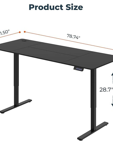 Adjustable Standing Desk, Large 79x31 Inches Standing Desk with Cable Management, Home Office Computer Desk with Memory Preset & Charging USB Port & Sedentary Reminder