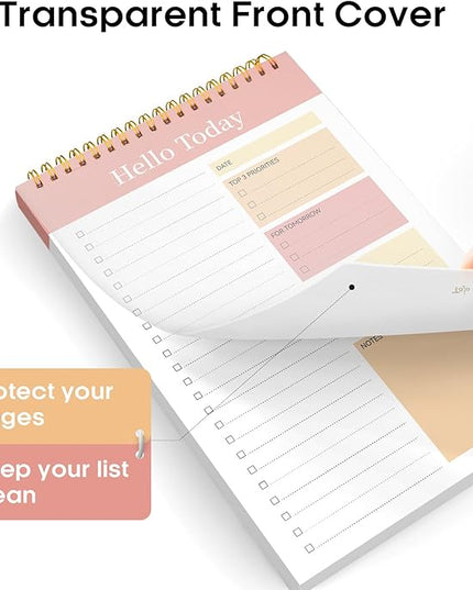 Taja To Do List Notepad - To Do List Notebook for Work with 52 Sheets, 9.8" x 6.5", Undated Daily Planner Perfect for Daily Tasks and Goal Setting, Notepad Suitable for Office, Home & School - Pink