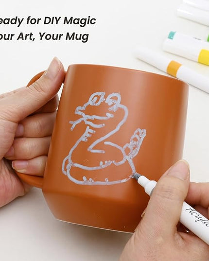 Miicol Ceramic Coffee Mug, 16 oz Large Coffee Cup, Tea Mug with Handle, Flat Bottom Mug for Men, Women, Office, Microwave and Dishwasher Safe, Multi-Color, Burnt Orange
