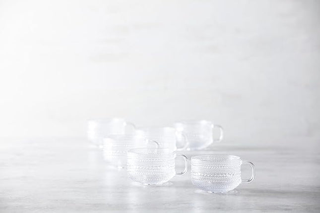 Fortessa Jupiter Glass, 13.5 Ounce Tea/Cappuccino Cup (Set of 6), Clear