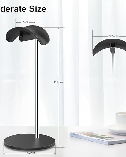 SHUOSUO Headphone Stand, Headset Holder with Solid Base for Desk, Compatible with AirPods Max, Beats, Bose, B&O, Sony, Sennheiser, Gaming, etc (Black)