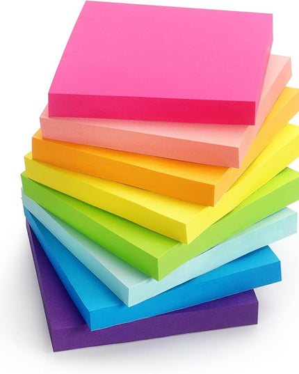 Sticky Notes 3x3 inch Bright Colors Self-Stick Pads 8 Pads/Pack 85 Sheets/Pad Total 680 Sheets