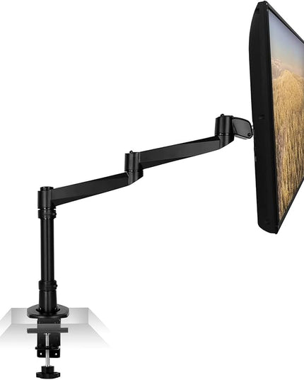 Mount-It! Premium Modular Monitor Desk Mount Arm Stand | Single Tilt Swivel Arm Fits 19 21.5 24 27 32 Inch Computer Screens with 75 100 VESA Patterns | C-Clamp and Grommet Bases | Black