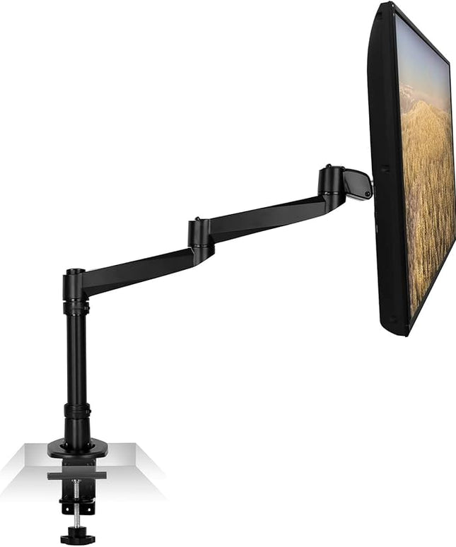 Mount-It! Premium Modular Monitor Desk Mount Arm Stand | Single Tilt Swivel Arm Fits 19 21.5 24 27 32 Inch Computer Screens with 75 100 VESA Patterns | C-Clamp and Grommet Bases | Black