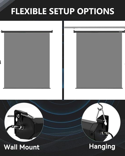 RAUBAY Motorized Pull Down Grey Screen Backdrop - 78.7" x 86.6" Collapsible Wall-Mount Background for Professional Video Production, Photography Studio, Video Conferencing and YouTube, TikTok Creator