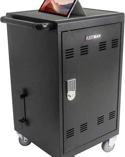 Laptop and Tablet Storage Cart,with Combination Lock Mobile Charging Cabinet for Up to 30 Unit,with Charging Port Screen Size Up to 16.3",Charging Cart for Tablets,Laptops,Suitable for School,Business