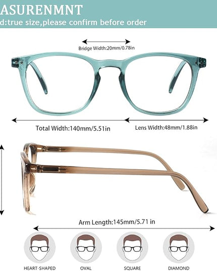 Henotin 3-Pack Blue Light Blocking Reading Glasses,Spring Hinge Computer Readers for Men Women,Anti UV Ray Filter Eyeglasses (Mixed Color-3, 2.00, Diopters)