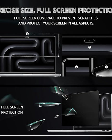 Peslv 360° 4 Way Privacy Screen for Macbook Air 13 (2018-2021, M1) & Macbook Pro 13 (2016-2022, M1, M2), Anti Glare Blue Light Spy Filter Private Cover, Black Security Protector for Mac Laptop