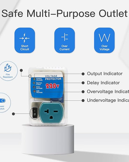 [ETL Listed] BSEED Electronic Surge Protector for Home Appliance,Voltage Protector Suit for Refrigerators and Freezers, Voltage Brownout Outlet 220V 20A,4400Watts(1 Pack)