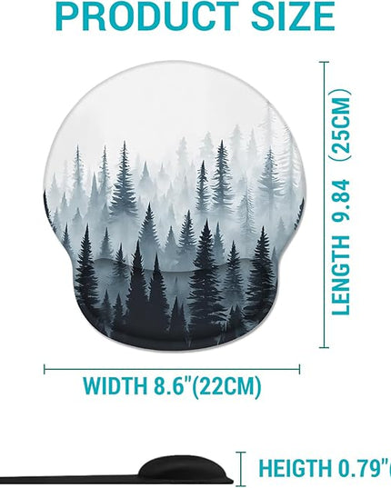 Ergonomic Mouse Pad Wrist Support, Misty Forest Gel Mouse Pads with Wrist Rest, Computer Mousepad for Desk with Non-Slip Base, Comfortable Mouse Pad for Work Accessories Office Supplies Decor