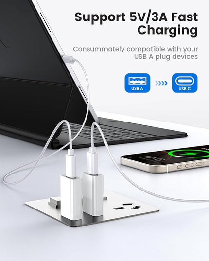 MOSWAG USB to USB C Adapter 2 Pack, USB C to USB Adapter, USB to C Adapter Compatible for iPhone 17/16/15 Mini Pro Max, Apple MagSafe Watch 11/10/9/8, Galaxy S20-25, iPad Air Mini 6/7, CarPlay