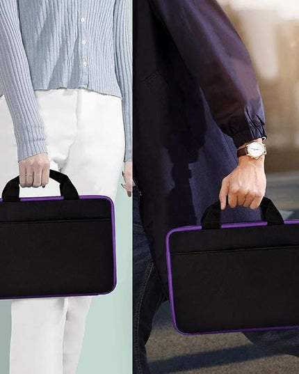 Hseok Laptop Case 13.3-14 inch Briefcase Handbag, Water-Resistant and Shockproof Computer Sleeve Compatible with MacBook Pro 14", Mac Air/Pro 13.3" and 13"-14" Notebooks Chromebooks,Black-Purple