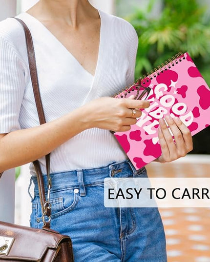 dvhdajed Pink Good Vibes Only Spiral Notebook, Preppy Inspirational Journaling Notebooks, Motivational Spiral Journal for Girls Women, Pink Postive Office School Supplies Gifts, 5.5x8.3 In