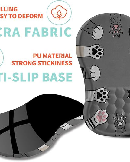 Ergonomic Mouse Pad Wrist Support with Memory Foam Massage Bulge, Carpal Tunnel Pain Relief Mousepad Wrist Rest for Mouse(12x8 inch, Paw)