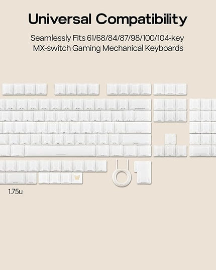 EPOMAKER Lusterfly Jelly Keycaps Set - 123 Keys Double-Shot Laser Engraved, MDA Profile, ABS+PC, Non-Shine-Through, MX-Compatible for 61/68/84/87/98/100/104-Key Mechanical Keyboard (White)