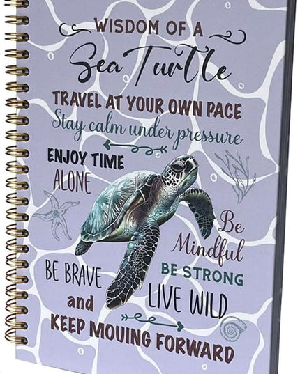 Cute Notebooks Journal For Women - Sea Turtle Dairy Funny Hardcover College Ruled Lined,5.8"X8.3",Pretty Spiral Meeting Notebook,Gifts For Sea Turtles Lover Men Friends On Birthday Christmas Mothers Day (Purple)