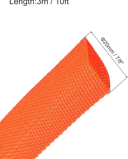 MECCANIXITY Braided Cable Sleeves Heat Shrinkable Fabric Sleeving, 7/8" 10ft Orange 2:1 Ratio Heat Shrinkable Cord Protector for Harness Cable, Network Cable Protection, Cable Management