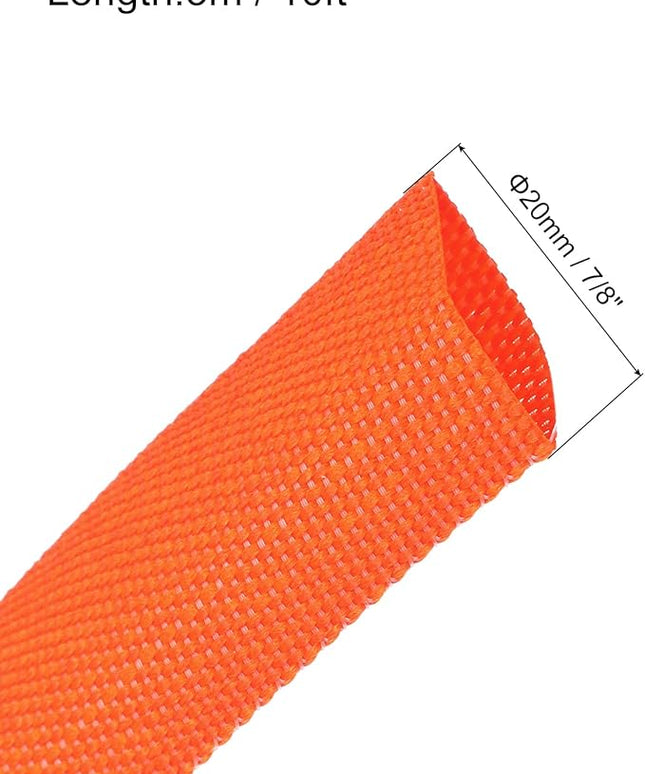 MECCANIXITY Braided Cable Sleeves Heat Shrinkable Fabric Sleeving, 7/8" 10ft Orange 2:1 Ratio Heat Shrinkable Cord Protector for Harness Cable, Network Cable Protection, Cable Management