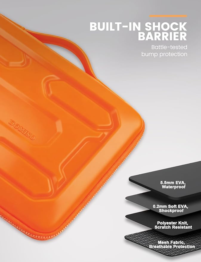 DOMISO 13.3 inch Laptop Sleeve with Handle Shockproof Computer Bag Waterproof EVA Protective Carrying Case for 13-13.3 inch Notebooks/13 MacBook Air/MacBook Pro Retina/Dell XPS 13/HP,Orange