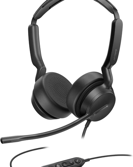 Yealink UH42 USB-A Headset with Microphone for PC Computer, Wired Headset Teams Certified, Noise Cancelling Mic, in Line Control, Mute Button, Cable Length 7.05FT, All Day Comfort