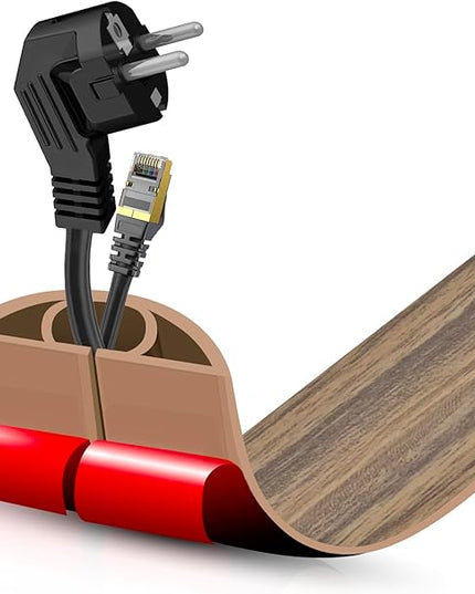 Floor Cord Cover Self Adhesive Cord Hider,3.3FT Cable Management, Extension Strip Protector for Wires, Prevent Cable Trips for Offices, Gyms, Exhibitions Cavity:0.51"(W) x0.3(H) Woodsmokedbrown