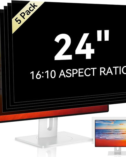 [5-Pack] 24 Inch Computer Privacy Screen for 16:10 Widescreen Monitor, Anti Glare Anti-UV Eye Protection Desktop PC LED Monitor Filter, Removable Anti-Scratch Screen Film 24in