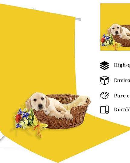 5x7 Ft Yellow Background Backdrop for Photography Seamless Photo Booth Backdrop for Photoshoot Photography Background Screen Video Recording Parties Curtain