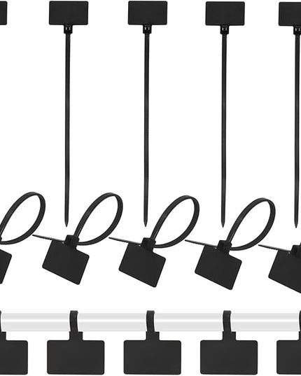 Mini Skater Nylon Cable Zip Ties Tags 4" Tiny Self-Locking Write-On Identify Cord Tabs Cable Label Marker Ties for Office Home Identification and Organization, 50 Pack (Black)