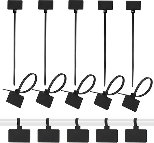Mini Skater Nylon Cable Zip Ties Tags 4" Tiny Self-Locking Write-On Identify Cord Tabs Cable Label Marker Ties for Office Home Identification and Organization, 50 Pack (Black)