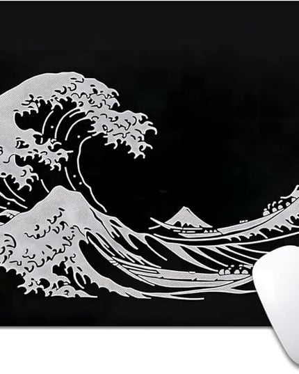 Black Wave of Kanagawa Square Mouse pad, Texture, Waterproof, Anti Slip Rubber Base, Computer Mouse pad, Laptop Mouse pad