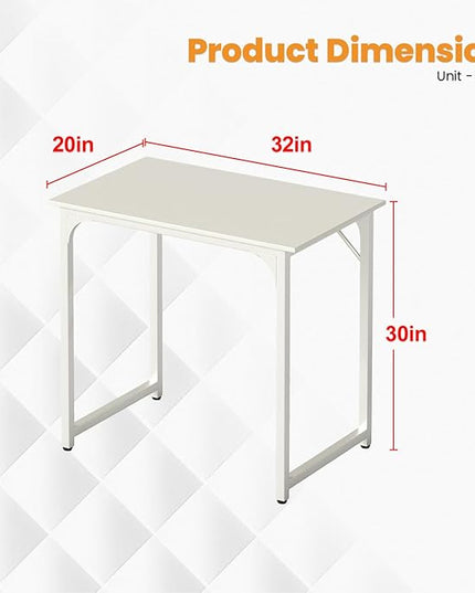 PayLessHere | 32 Inch Computer Desk | White | Office Desk with Metal Frame, Adjustable Feet | Water-Resistant, Scratchproof Surface | Sturdy Writing Table for Home Office or Study | Pack of 1
