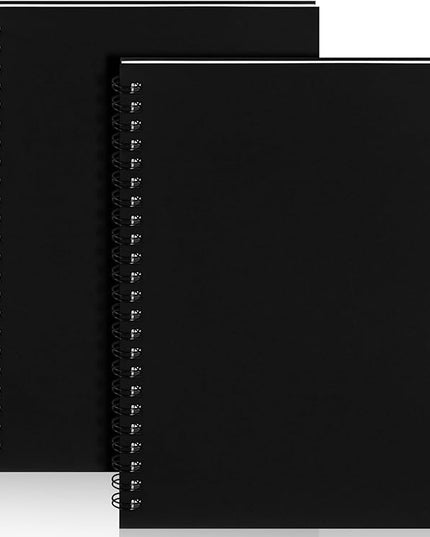 Yahenda Spiral Notebook Bulk A5 Journal Lined 8.3'' x 5.5'' Writing Composition Paper Small Notepad Subject Notebook for Students Office Business Back to School Supplies(Black,2 Pcs)