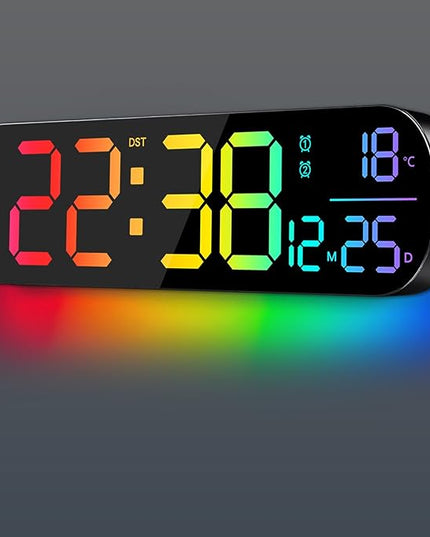 14" Large Digital Wall Mount Clock, Count Down Timer, Alarm, Big LED, 11 RGB Color, Temperature for Living Room Classroom Desk, Xmas, Birthday Gift for Senior Mom Dad (Oval)
