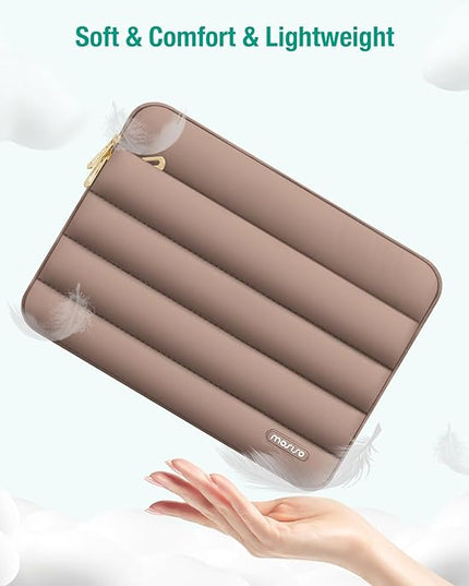 MOSISO 17-17.3 inch Laptop Case, 17.3 inch Puffy Laptop Sleeve Compatible with Dell XPS/HP Pavilion/Ideapad/Acer/Alienware/HP Omen Notebook Computer, Polyester Horizontal Bag with Small Case, Brown