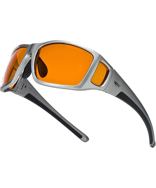 TIJN Sonia Sleep Glasses for Blue & Green Light Blocking,Red Lens with Dual AR Coating,Wraparound Frame for Gaming Screen