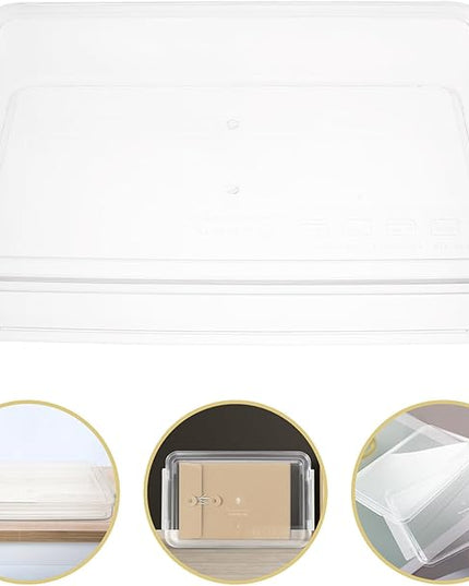 Transparent Document Storage Box with Snap-tight Lid Wear-resistant File Organizer for Home Office Large Clear File Box for Document and Paper Storage Desktop Filing
