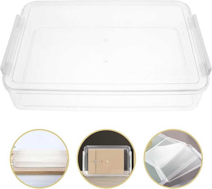 Transparent Document Storage Box with Snap-tight Lid Wear-resistant File Organizer for Home Office Large Clear File Box for Document and Paper Storage Desktop Filing