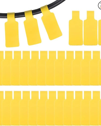 PATIKIL 32Pcs Cable Labels Tags, 1.8" Write on Wire Tags Cord Labels Hook Loop Rectangle Cable Ties for Electronics Organize Wire Classify Identification Management, Yellow